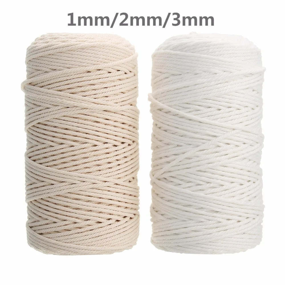 1 2 3mm Natural Twisted Cord Rope Beige Cotton Craft Macrame Artisan String