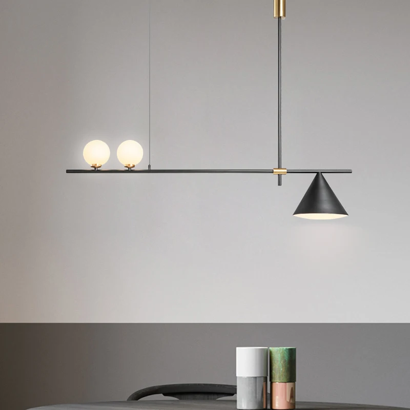 Современный подвесной светильник в скандинавском стиле, обеденный стол, кухонный светильник, дизайнерские подвесные лампы, подвесной светильник, черный/золотистый Железный фитинг