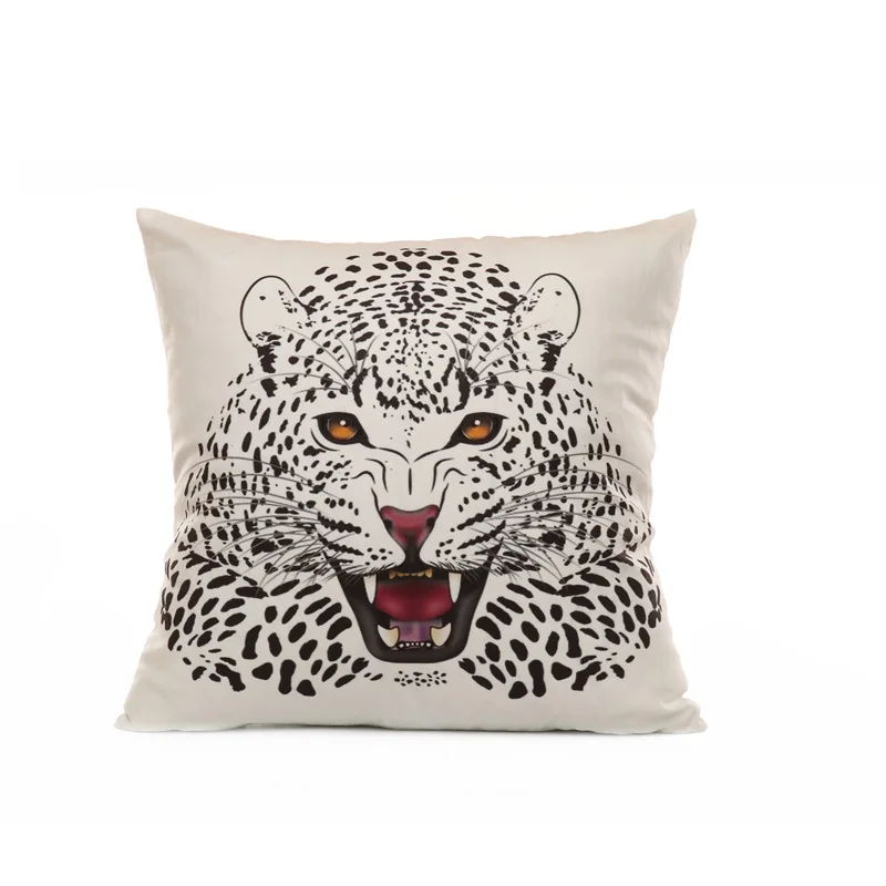 Houspace New Cotton Linen Lion Leopard Tiger & Wolf For Home Sofa Car Decorative Pillow Decor Gift Cushion Cover Pillow Case