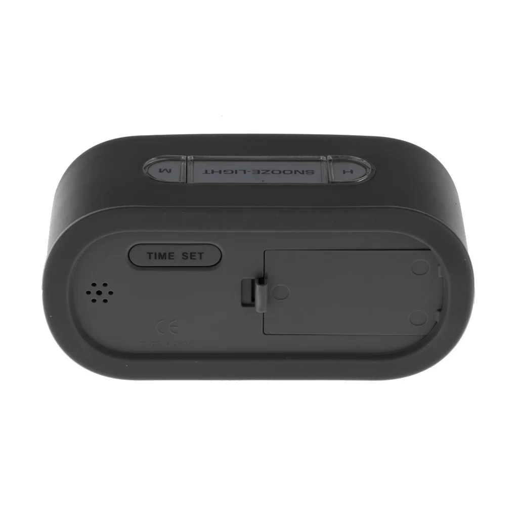 Electronic Snooze Digital LCD Large Screen Silicone Desktop Home Travel Alarm Clock Progressively Louder Wake Alarm Clock Black