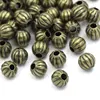Perles d'espacement en alliage de Zinc, métal, citrouille, Bronze Antique, à rayures, plaqué, environ 6mm de diamètre, trou: environ 1.9mm,35 pièces, nouveau ► Photo 3/3
