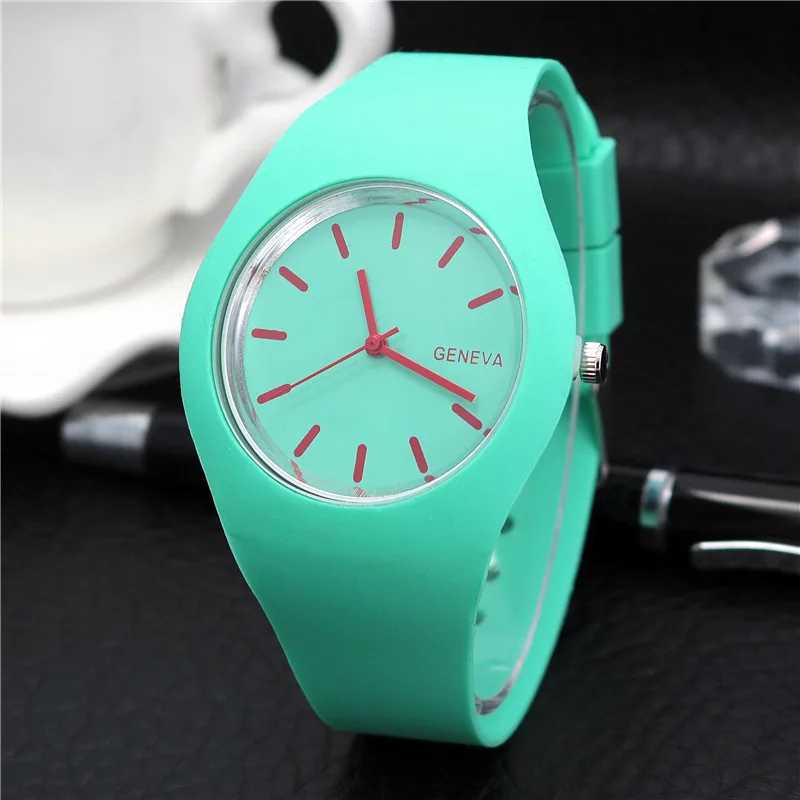 

1 Pcs Women Quartz Watch Candy Color Dial with Silicone Band TY66