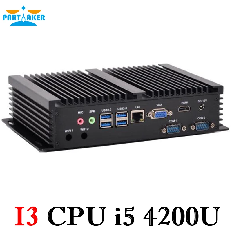 Partaker I3 Mini Computer Fanless Mini PC Windows 10 Core i3 7167U i5 4200U  2*RS232 industrial PC Rugged PC