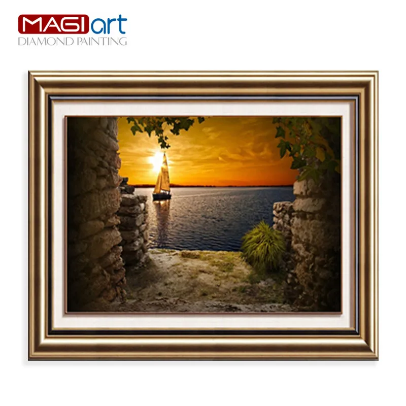 Diamond painting accessories,Diamond embroidery,5D DIY mosaic Diamant, picture of rhinestone,full round Seaside scenery ZML015