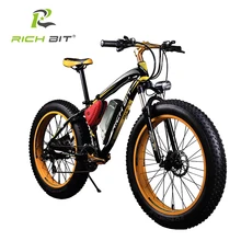 RichBit Powerful Fat Tire Electric Mountain Bike Super Powerful 48V 17AH 1000W eBike Beach Cruiser 7 Speed Electric Snow Bicycle