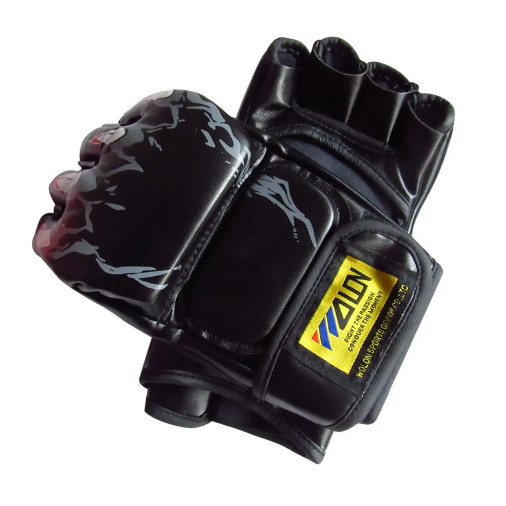 Kick Boxing Gloves PU Leather Half Finger Fight MMA Glove Muay Thai Boxing Training font b