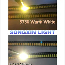 1000 шт. 5630 SMD светодиодный 5730 теплый белый/холодный белый диоды низкой средней мощности 0,5 Вт 45-60LM 6000-6500K 3000-3200k 150MA 5730 светодиодный