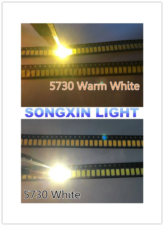 

1000pcs 5630 SMD LED 5730 Warm White /Cool white Low-Mid Power diodes 0.5W 45-60LM 6000-6500K 3000-3200k 150MA 5730 LED