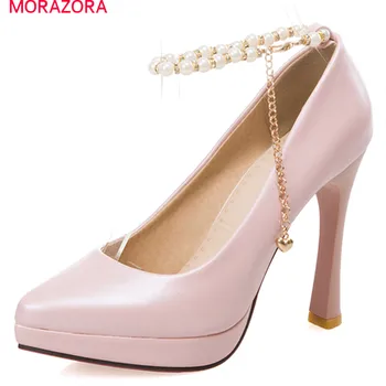

MORAZORA pointed toe 2020 platform shoes extreme high heels thin heel shallow mature casual dress pumps women shoes