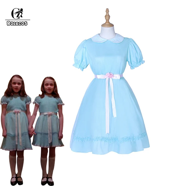 Rolecos Costume The Shining Twins Cosplay Blue Rolecos Costume The Shining Twins Cosplay Blue Chiffon Dress For Women Horror Movie