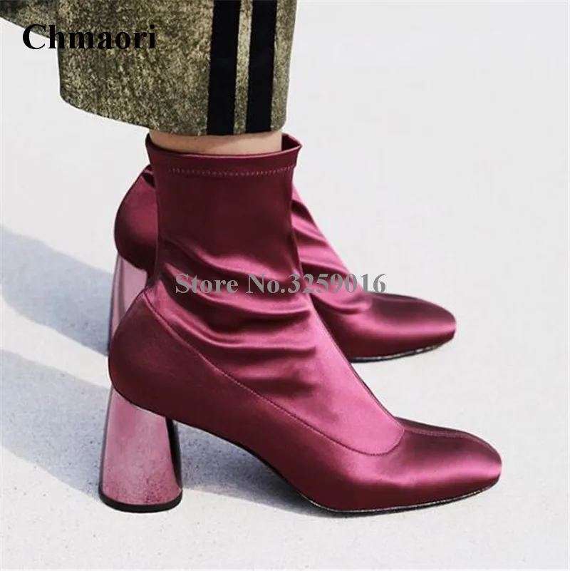 

2018 Women New Fashion Round Toe Bandage Chunky Heel Short Boots Zipper-up Slim Style Strange Heel Ankle Booties