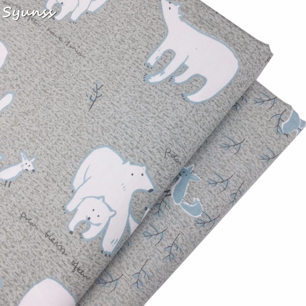 100% хлопок twill детская одежда мультфильм милый серый медведь ткань для DIY Детская