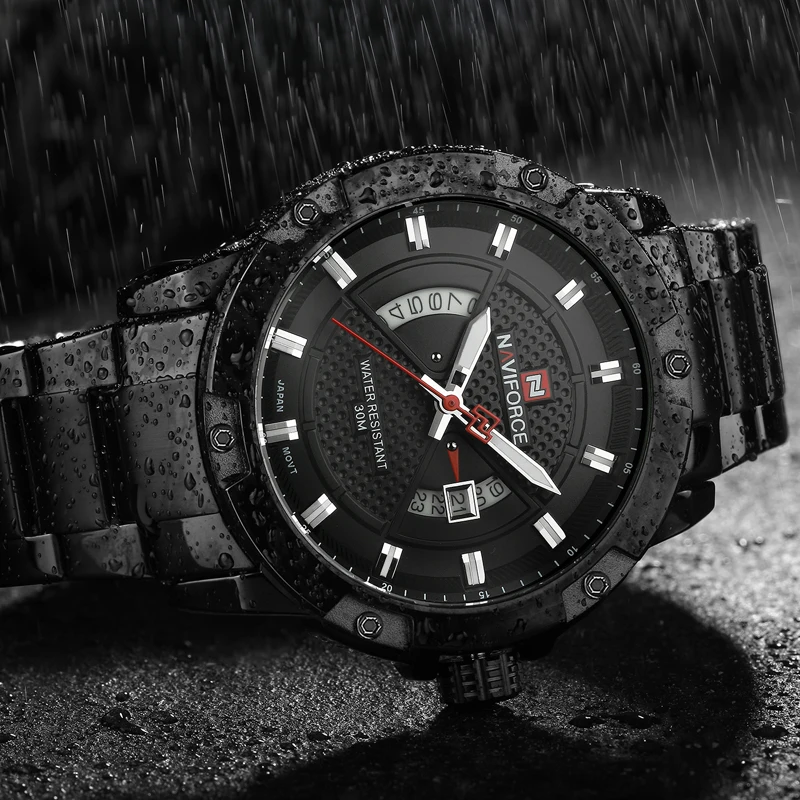 NAVIFORCE Mens Watches Top Luxury Brand Male Full Steel Watches Quartz Watch Analog Waterproof Spor