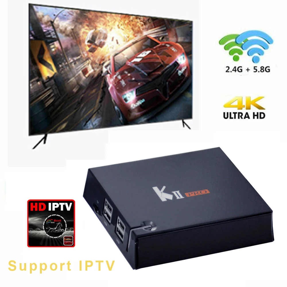 

DVB T2 Android TV Box K2 PRO 2GB 16GB DVB-T2 DVB-S2 Android7.1 Amlogic S905D Dual WIFI 4K Smart TV Box 1 year Europe FR ES IPTV