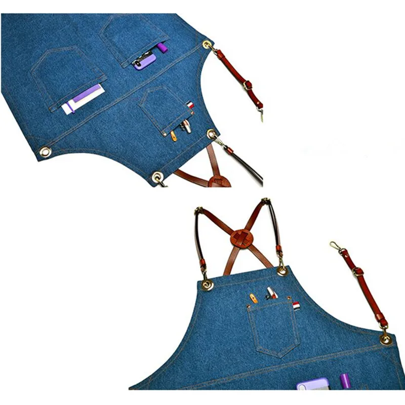 Denim Apron Leather Strap K44-12