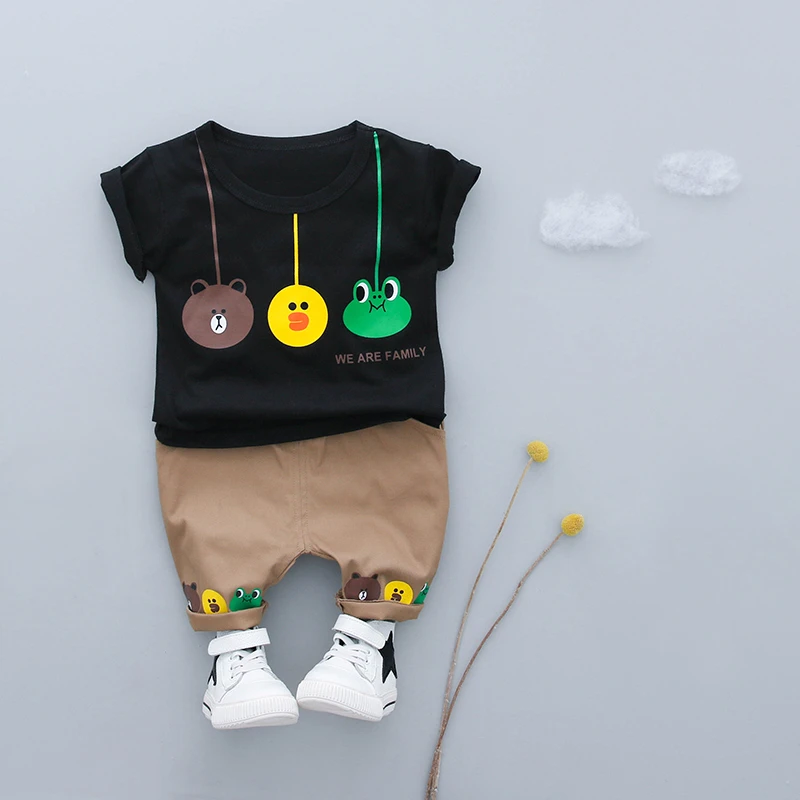 

2020 Summer Boys Girls Cartoon Design T-shirt+ Shorts/Set Kids Children Cotton Tops Clothing Baby Clothes Set 0-4T