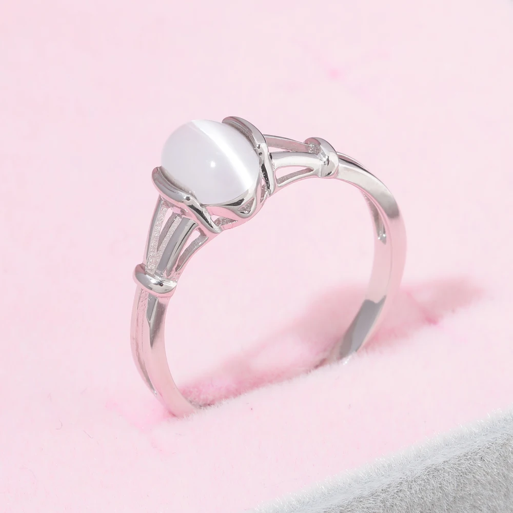 CiNily White & Blue Moonstone Solid 925 Sterling Silver Rings Twilight Bella Wedding Ring Pure Silver BOHO Vintage Jewelry Women