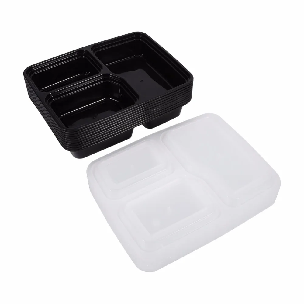 10 шт. пластиковая коробка для бенто пищевой контейнер приготовление пищи коробка с 3 отделениями многоразовый контейнеры для микроволновки дома Ланчбокс приготовление еды