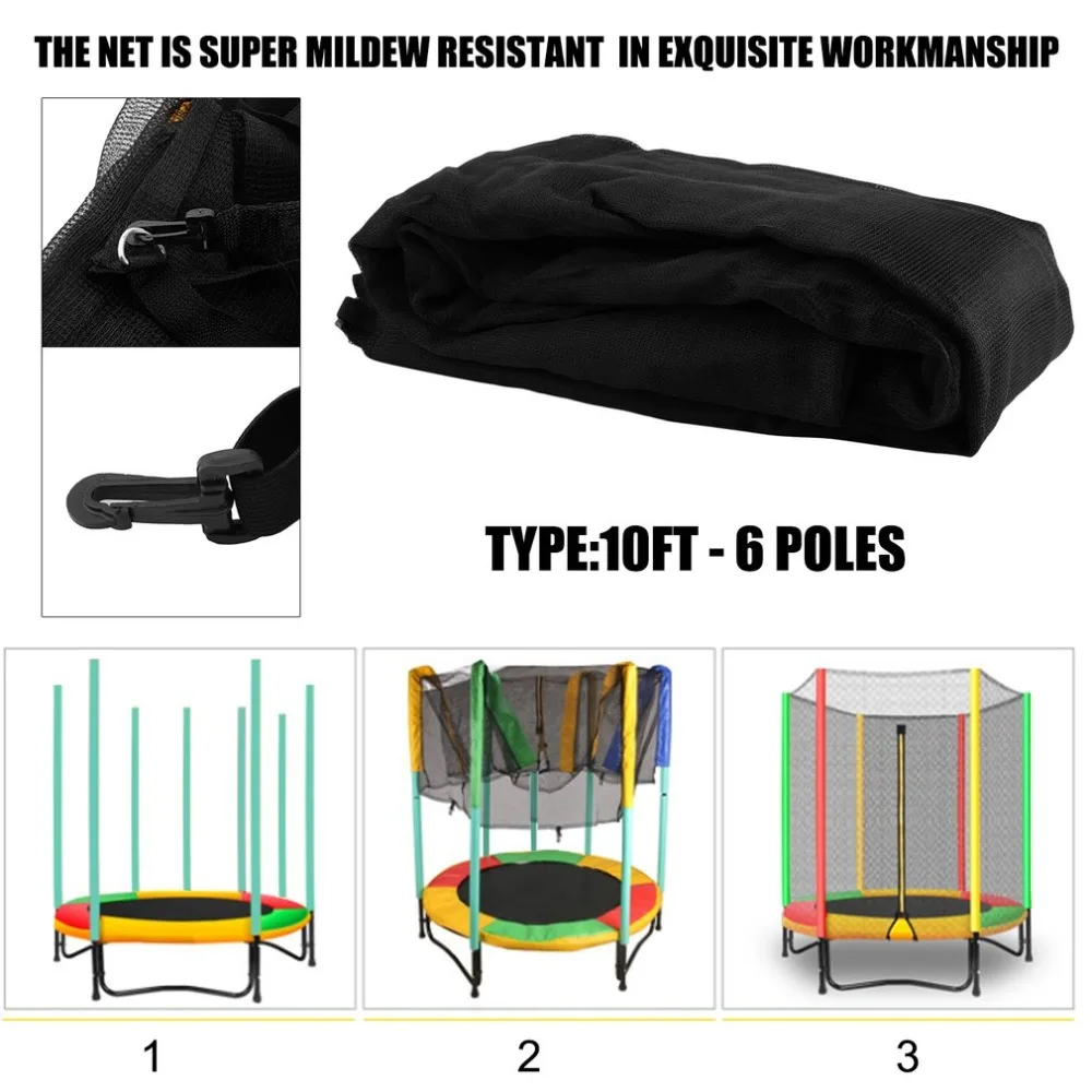 

Trampoline Spring Cover Trampoline Safety Protective Net Bundle Enclosure 10/13/14 Feet Replacement 6 Rod Poles
