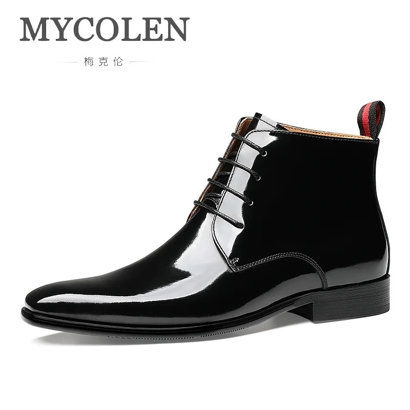 MYCOLEN новая модная обувь новые зимние броги Стиль мужские ботинки из натуральной кожи мужские Зимние Свадебные сапоги Coturnos Masculino