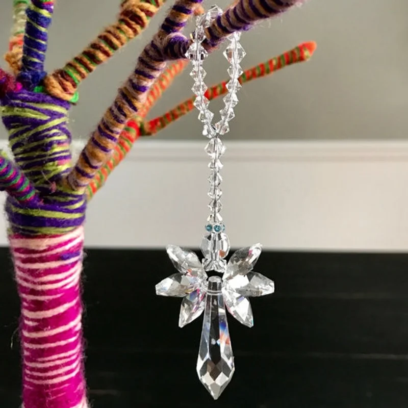 1PCS Crystal Suncatcher Hanging Angel Crystal Prisms Sun Catchers Pendant Healing Ornament Decor Gift For Home Decoration