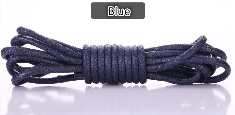Круглые Вощеные шнурки кожаные шнурки для обуви ботинок шнурки для спортивной обуви шнур шнурки черный коричневый синий фиолетовый красный винный белый 60-180 см - Цвет: Blue