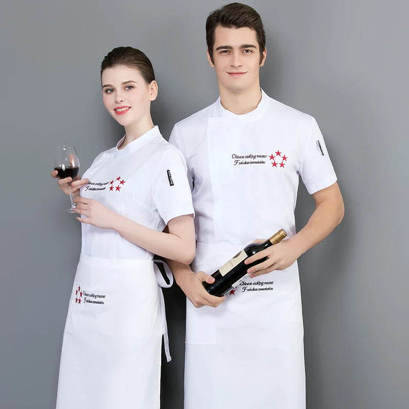 Летняя дышащая рубашка шеф повара с коротким рукавом и пятиконечной звездой