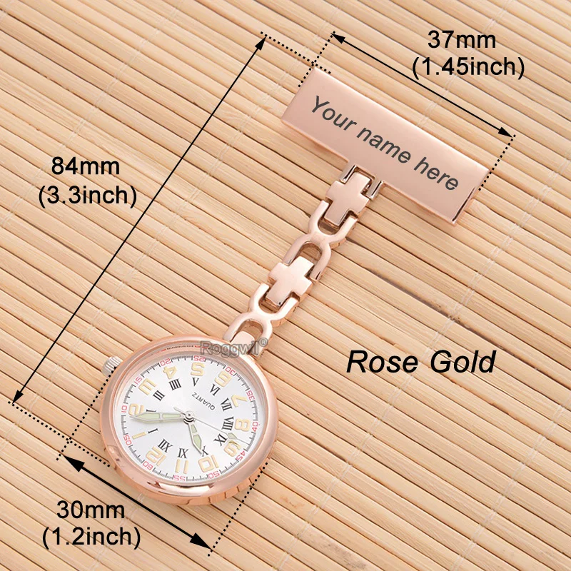Medical Brooch Pins Personalized Engraved Rose Gold Pin Brooch Luminescent Fob Watch