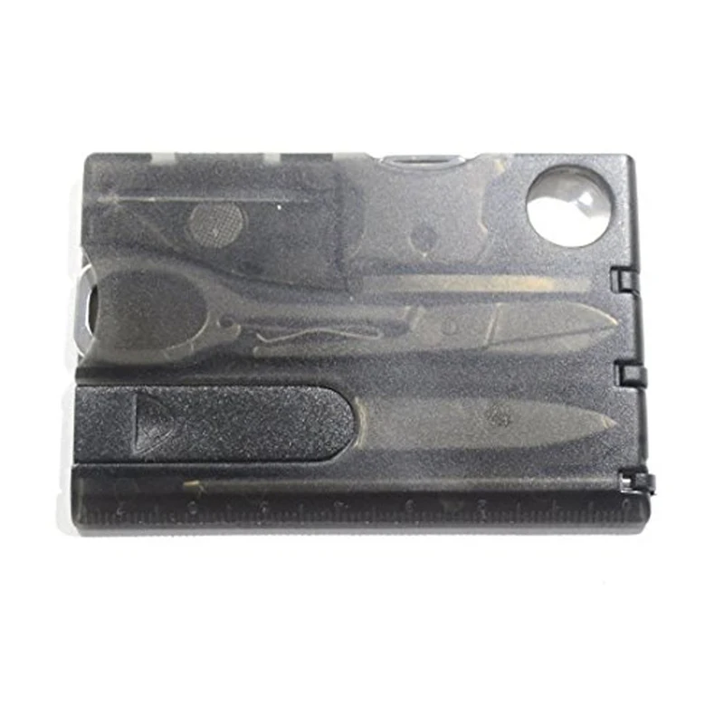 

Multifunctional 12 in 1 Pocket Tool Outdoor Camping Survival Tools Credit Card Knife Magnifier Red LED Light Factory Wholesale