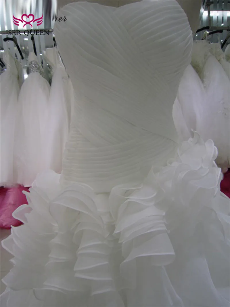 С открытыми плечами длинные оборки размера плюс Многоуровневая юбка складка чисто белый Русалка свадебное платье Африка бренд свадебное платье W0153