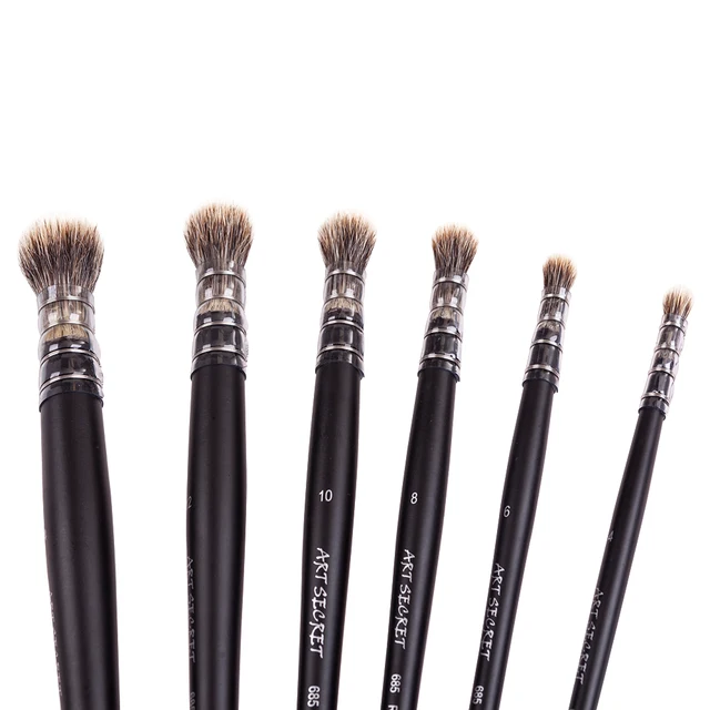 ArtSecret High Grade 1PC 685R Badger Hair Natural Wooden Rod Handle Oil and Acrylic Painting Art-Paint Brush For Drawing 4