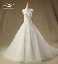 Solovedress Appliques O-Neck Tulle Lace Wedding dress Cap Sleeveless A-Line Lace Dress Vestido De Noiva Bridal Gowns HM-W201