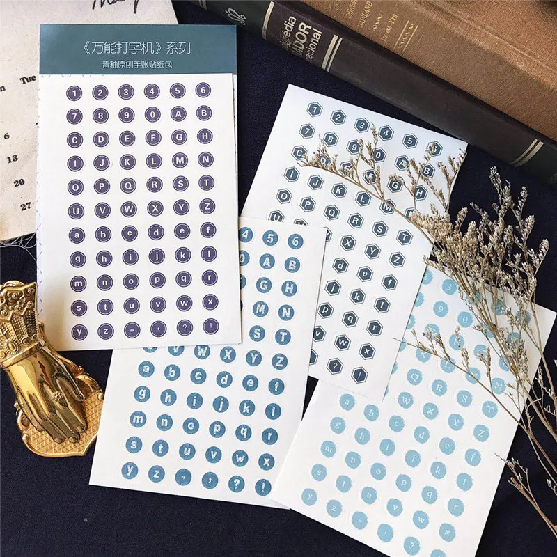 

4sheets/set RetroTypewriter Letters Number Week Planner Border Stickers DIY Diary Decor Sticky Notes Bullet Journal