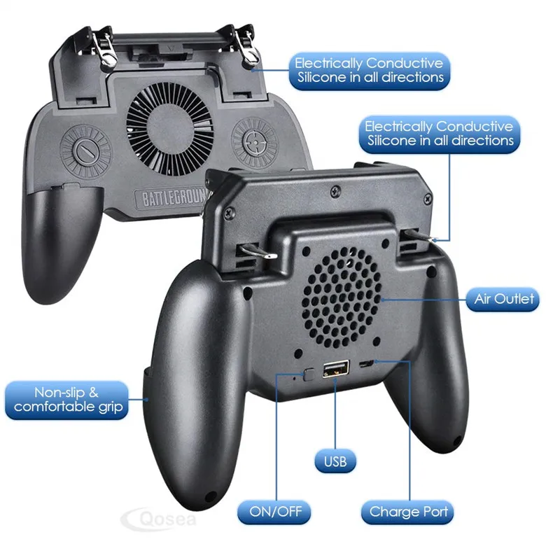 1 PCS 4000mAh Power Bank Pubg Controller Gamepad Pubg Mobile Trigger L1R1 Shooter Free Fire Joystick Game Pad Holder Cooler Fan