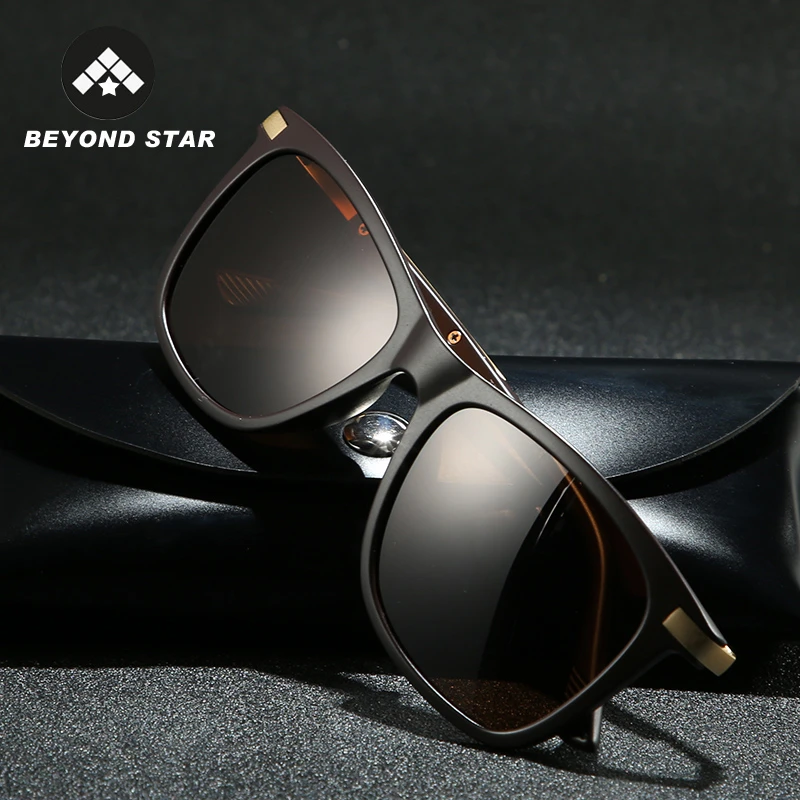 

BEYONDSTAR New TR90 Mens Sunglasses Polarised Brand Designer Ultra-light Frame Square Fashion Glasses Dark Blue For Women TR9149