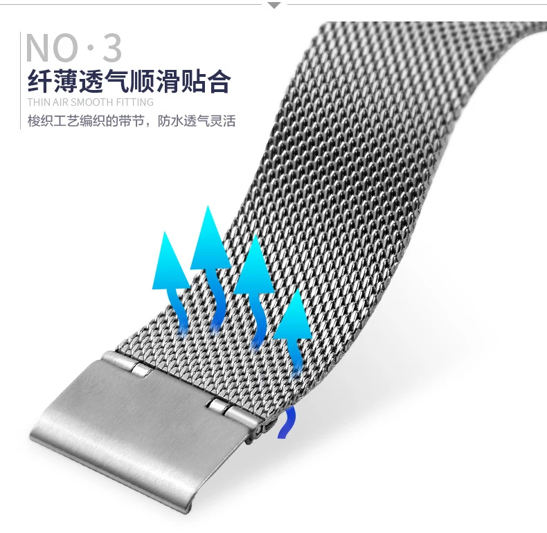 Milanese Loop Watchbands12 14 16 18mm 20mm 22mm  Stainless Steel Woven Watch Band Strap Metal Bracelet Double Clasp Accessories