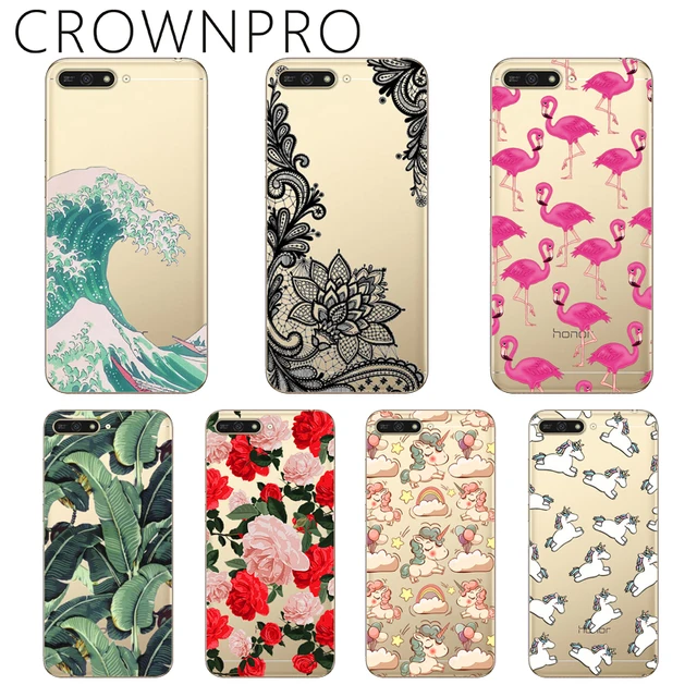 Best Offers CROWNPRO TPU 5.7" Huawei Y6 2018 Case Cover Soft Silicone Phone Case Huawei Y6 2018 ATU-L21 Painting Back Y6 2018 Case