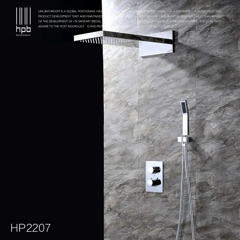 HPB Brass Thermostatic Bathroom Water Mixer Wall Mounted Bath Shower Panel Set Faucet torneira banheiro HP2207 HPB Brass Thermostatic Bathroom Water Mixer Wall Mounted Bath Shower Panel Set Faucet torneira banheiro HP2207