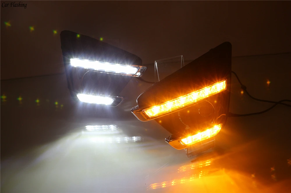 Автомобильный мигающий 1 комплект поворотник автомобиля drl дневные ходовые огни с отверстием для противотуманной фары для Mazda CX-5 cx5 cx 5 2012 2013