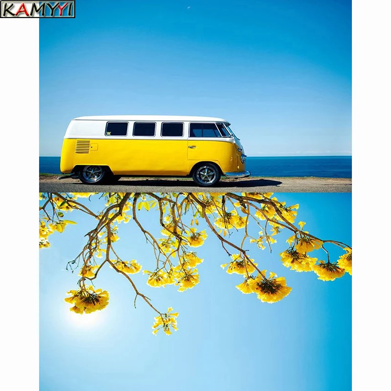 

DIY 5D Diamond Mosaic Diamond Painting Cross Stitch Tree & Bus Kit Diamonds Embroidery Square Drill Home Decoration KBL