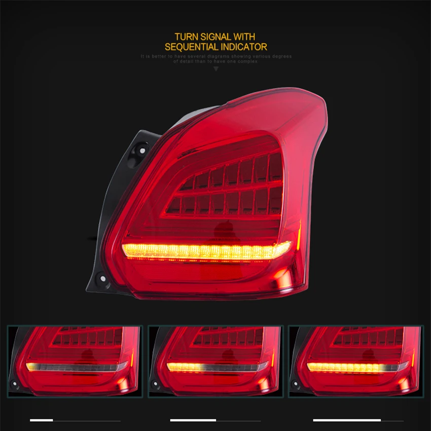 Car Styling Taillight For Suzuki Swift swift taillights All LED DRL+Reverse+Brake+Moving Turn Signal rear lamp