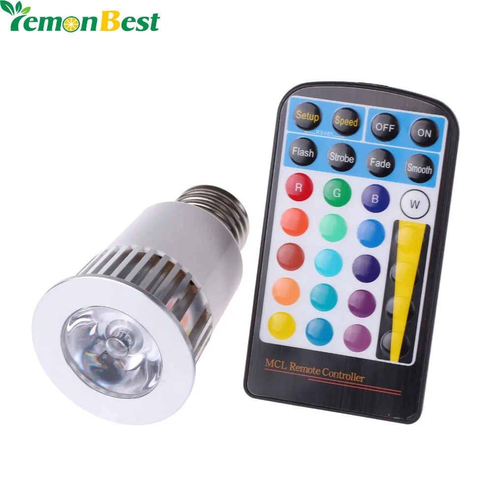 

High Power RGB LED Light 5W E27 16 Colors 4 Mode Flashlight Dimmable Spotlight Lamp With Memory Function