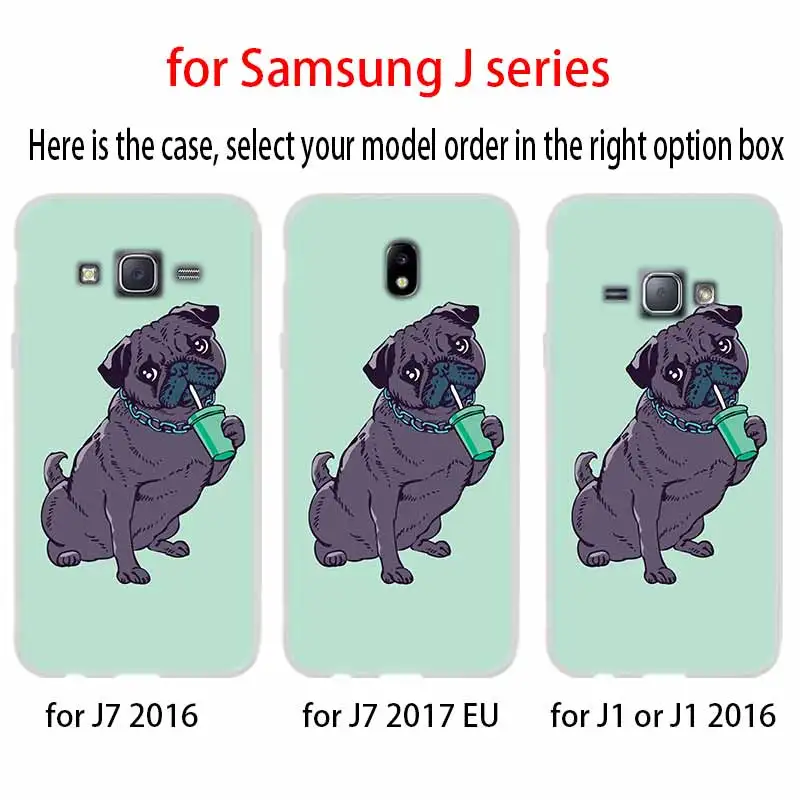 Мопса собака чехол ТПУ силиконовый для Samsung Galaxy J6 J8 J3 J5 J7 J4 J2 J1 Plus 2018 2016 2017 EU Prime