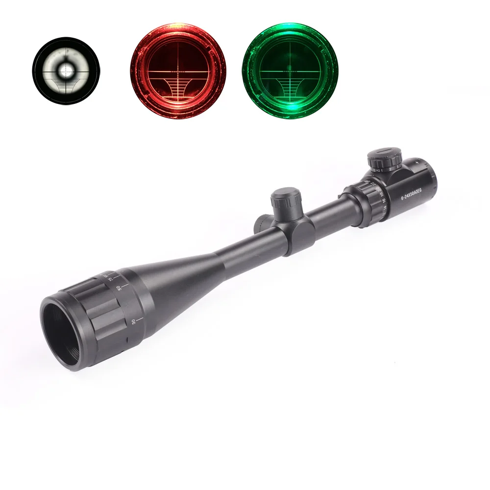 

Hunting 6-24X50AOEG Rifles Scope Adjustable Green Red Mil-dot Illuminated Tactical Air Optical Sight Scope with 11mm Mount Rail
