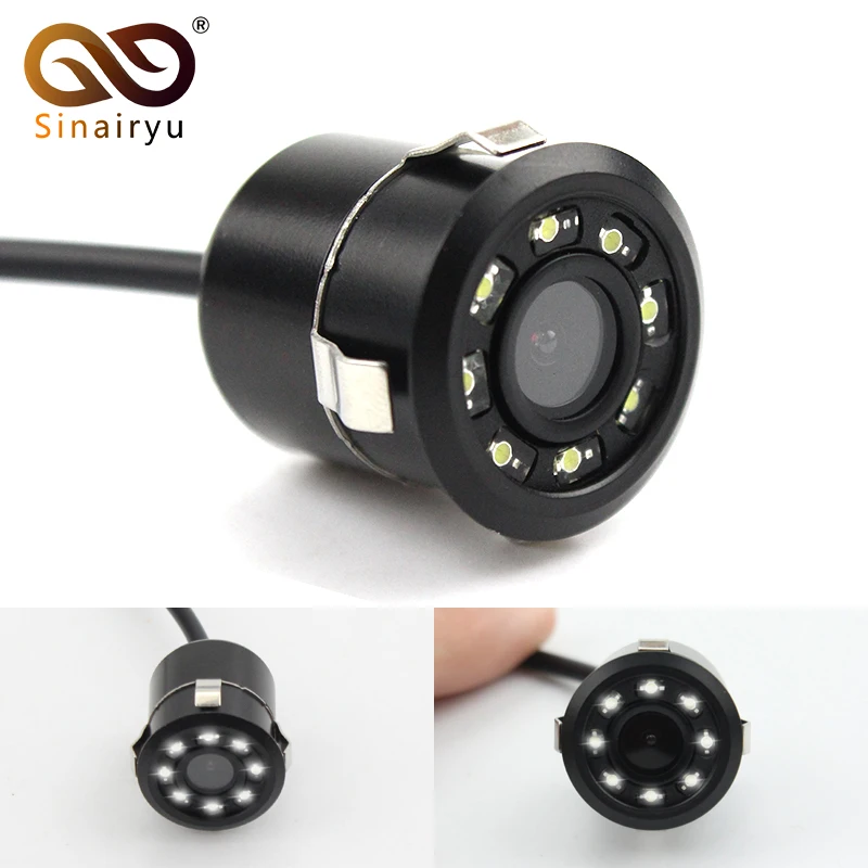 

Sinairyu 170-Degree Waterproof 18mm Drill Hole Car Parking Reverse Rear View Camera With 8 LED Night Vision Full HD CCD Vidicon