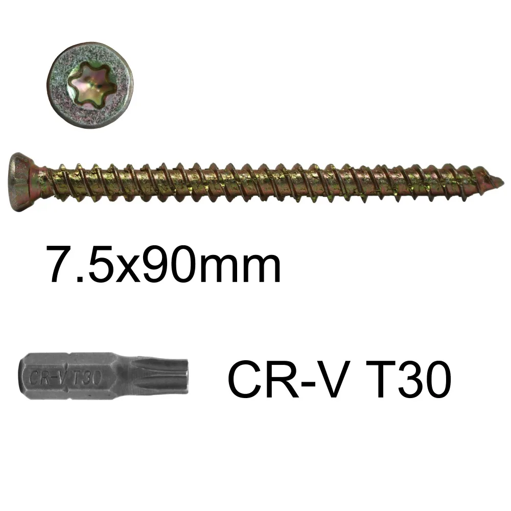 Т. К. Отличный 41 компл. M7.5x90mm T30/13 мм шестигранный торцевой плоский потайной винт для каменной кладки бетона винт комплект для полой стены