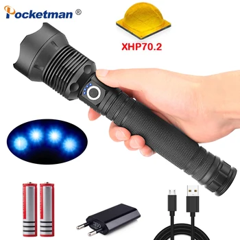 

Most Powerful XLamp XHP70.2 Powerful LED Flashlight Zoomable Lamp Rechargeable Torch XHP50 Light Waterproof for Outdoor Camping