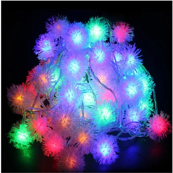

AC220V 7.5M 50LED Furry Ball String Lights Warm White EU Plug Christmas Fairy Lights Home Garden Holiday Lighting