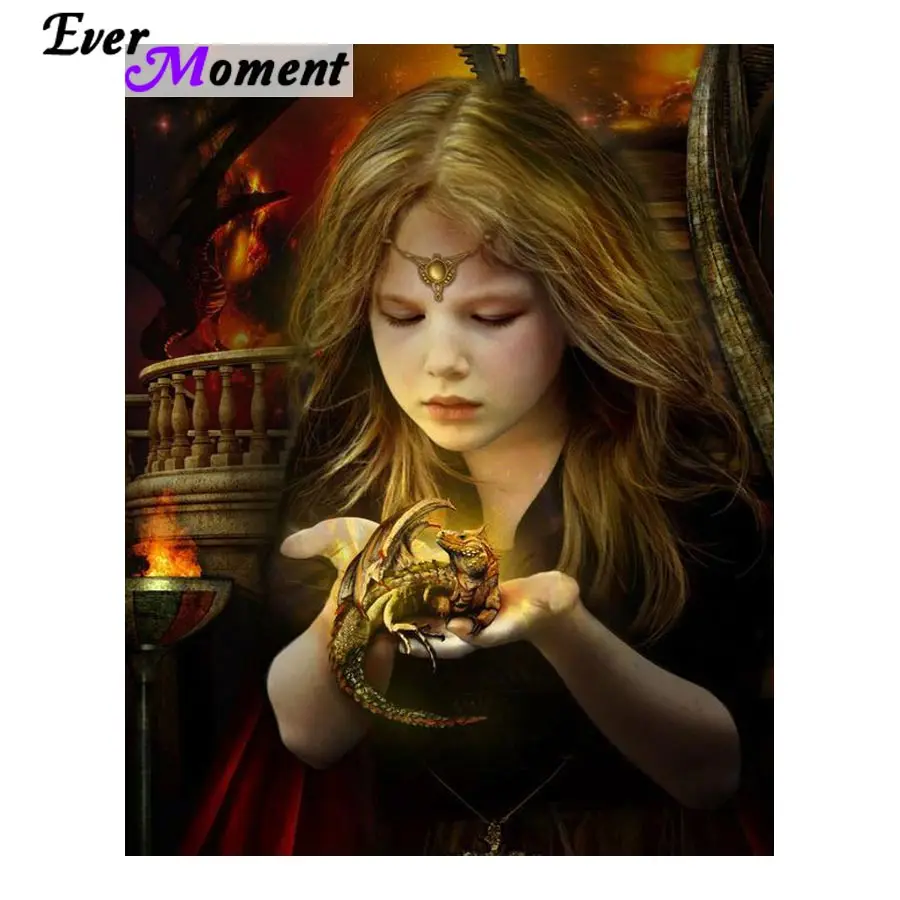 

Ever Moment 3D Diamond Painting The Last Dragon Girl Fantasy Diamond Embroidery Rhinestone DIY Craft Full Drill Kit Craft ASF915