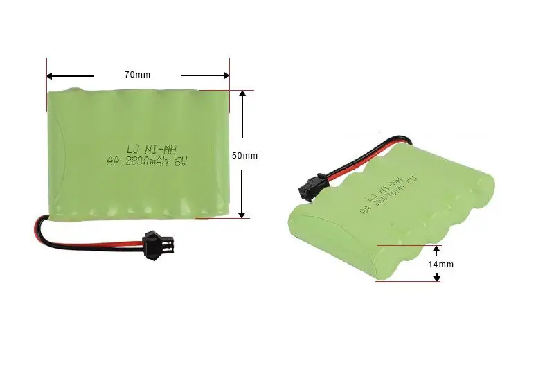 Перезаряжаемая батарея ewellselling 6v 2800mAh Ni-MH с разъемом SM 2P для радиоуправляемого